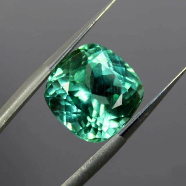 8 Ct Natural Green Montana Sapphire Square Cushion Certified Loose Gemstone
