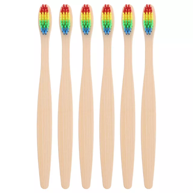 6pcs Outdoor Toothbrushes Bamboo Travel Soft Bristles Toothbrushes