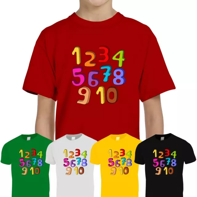 Kids Boys Girls Number Day 2024 Maths Symbols School Tee T-Shirt Top Unisex Kids