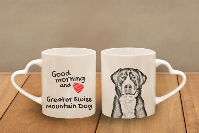 Greater Swiss Mountain Dog - ceramic cup, mug "Good morning and love, heart", CA