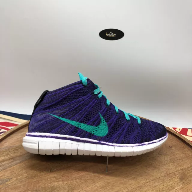 Nike Womens Free Flyknit Chukka Size 6.5 Purple Athletic Running Sneakers Shoes