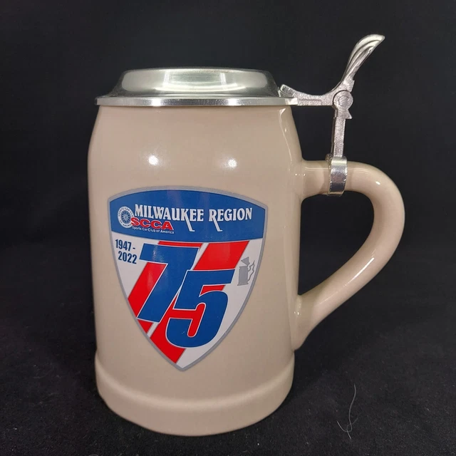 SCCA Milwaukee Region 75th Festival of Speed Cat Majors Stein Stickers & Pin NIB