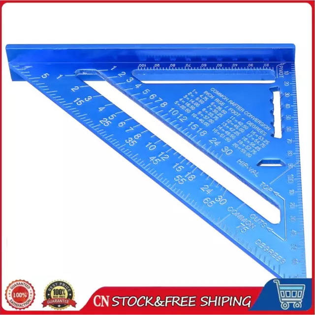 7 inch Angle Ruler Metric Measuring Ruler Woodworking Try Square (Blue)