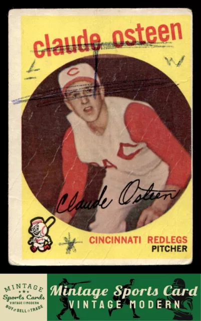 1959 Topps - Claude Osteen - #224 Rookie RC "White Back" Cincinnati Redlegs MK