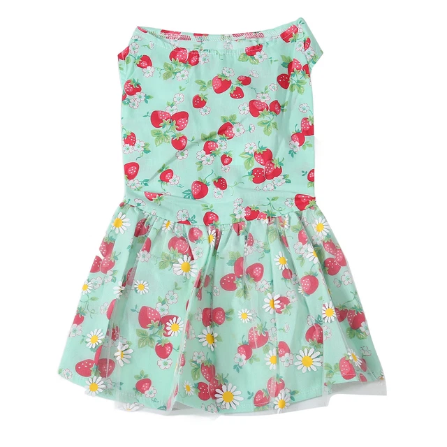 (XS)Hundekleid Hellgrünes Blumen-Welpenkleid Haustier-Hund