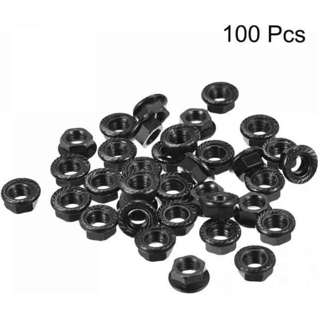 100Pcs Carbon Steel Serrated Flange Nuts M5 Locknuts Smooth Flange Hex Nuts
