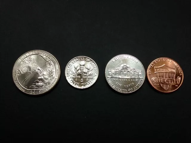 United States USA 4 Coin Set 1 5 10 and 25 Cent - UNC