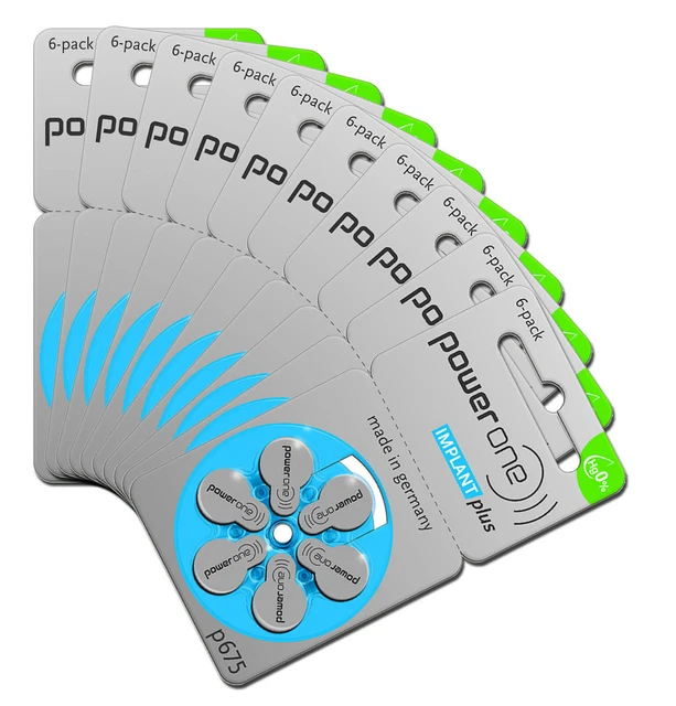 300 X Power One Implant Plus SAB 675 Hearing Aid Batteries - Foto 3