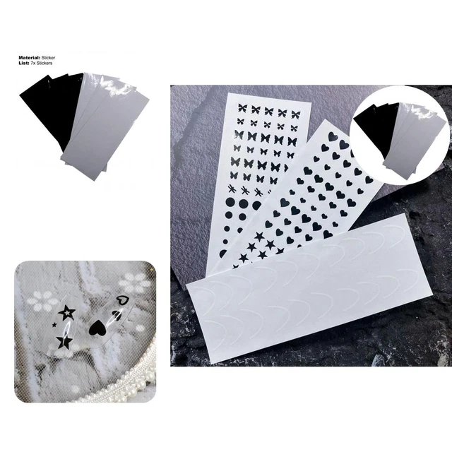 7Pcs Nail Template Sticker Love Heart Star Butterfly Stencil Decoration Nail Art
