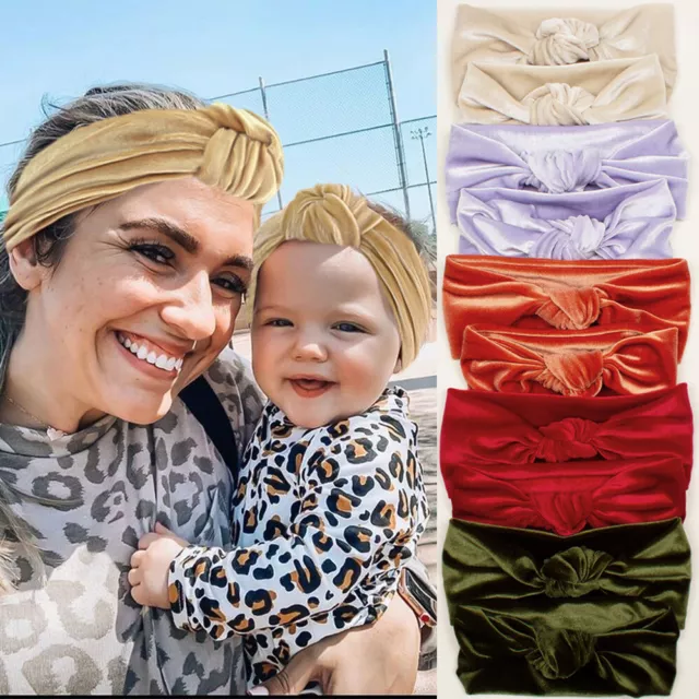 Maman Bébé Bandeau Velours Tête Enveloppement Famille Torsadé Cheveux R