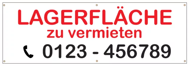 Banner Spanntransparent Lagerfläche zu vermieten mit Wunschtext Makler Halle