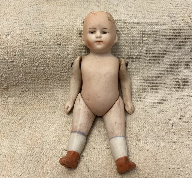 Antique Bisque Porcelain Baby Doll 5” Inch Doll House Size Marked 2/0