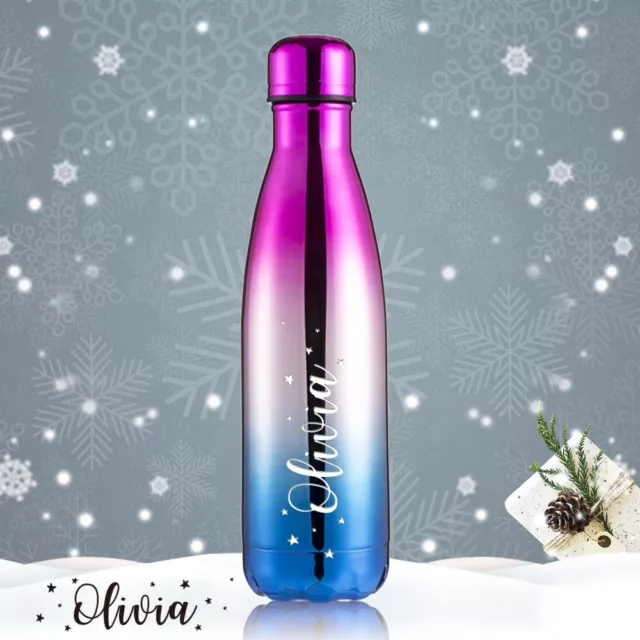 Personalised Water Bottle Engraved Vacuum Drink Thermos Gift for Family Friend