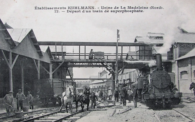 CPA (59)  Madeleine , Train , établissements Kuhlmann , usine de la Madeleine .