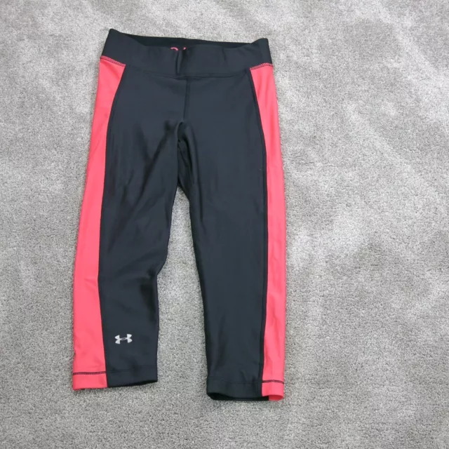 Under Armour Womens Capri Leggings Compression Pant Heatgear Black/Pink Size SM