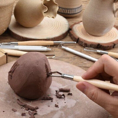 6 PIEZAS Manija de madera cera cerámica arcilla modelado escultura herramienta de tallado hágalo usted mismo artesanía CJ