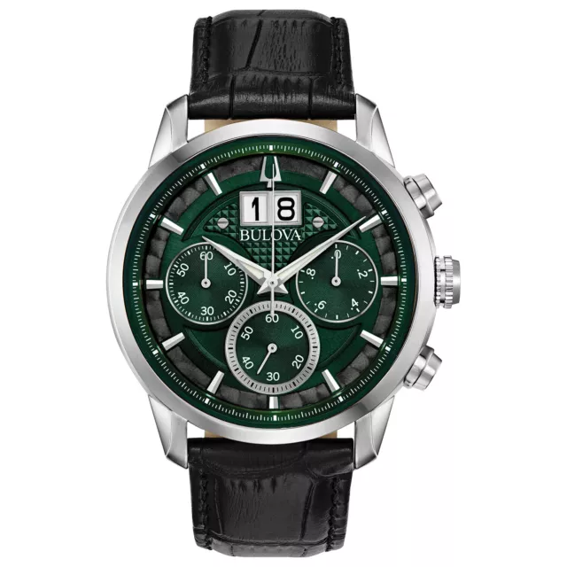 BULOVA SUTTON MEN S Quartz Chronograph Green Dial Leather Band