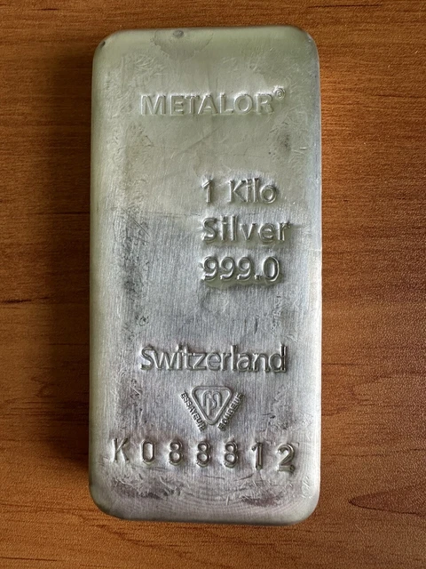 LINGOTTI D'ARGENTO 999,0 Un Chilo 1 Kg Metallo Svizzero Serie N