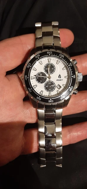 Aquacy Hei Matau Chronograph 200M White Panda Dial Men's Watch UK sale