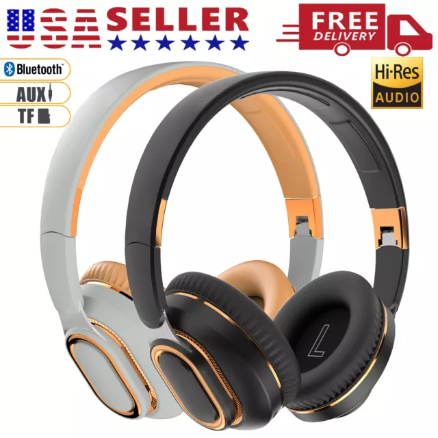 Wireless Bluetooth 5.1 Headphones Over Ear Stereo Bass Noise Cancelling Headset
