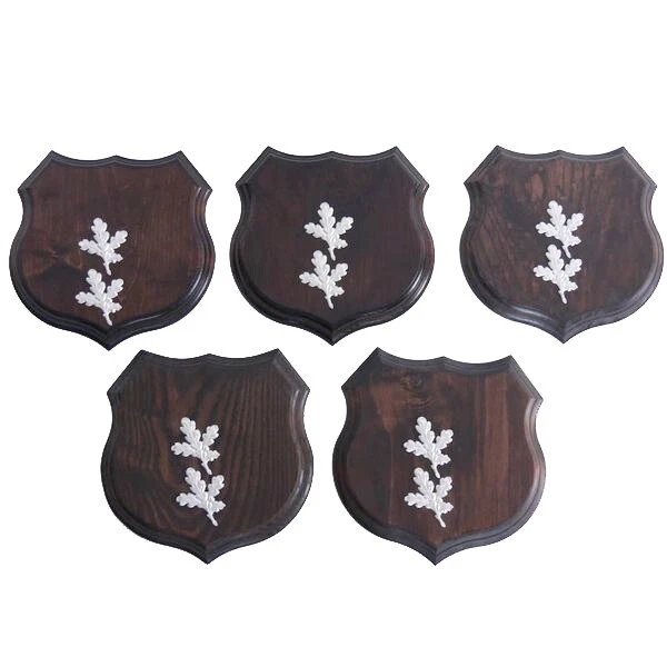 5x Wappenschilder Jabalí Af 19cm Escudo de Trofeo Hoja de Roble Portada de Plata