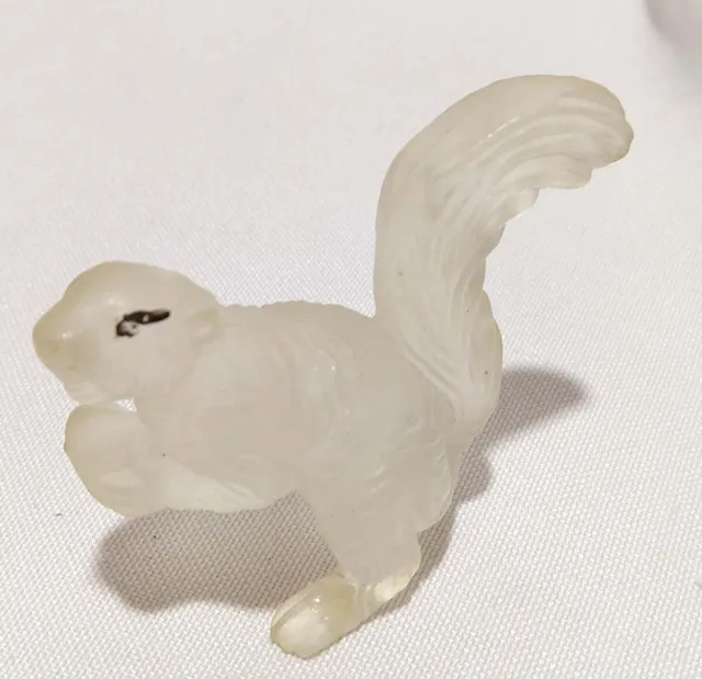Vintage Frosted Plastic Squirrel Figurine 2"