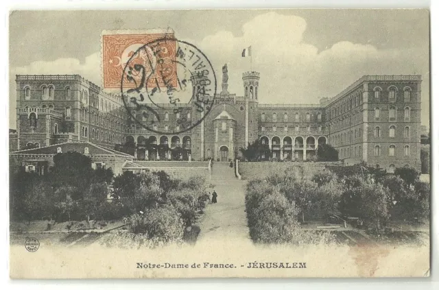 Judaica Palestine Old Postcard Jerusalem Notre Dame Ottoman Post Jerusalem 1910