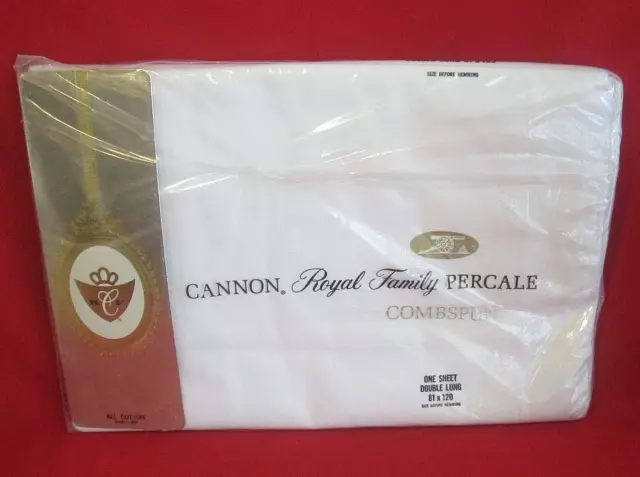 Vintage Cannon Royal Combspun Percale Flat Sheet Double Bed White 81" x 108"