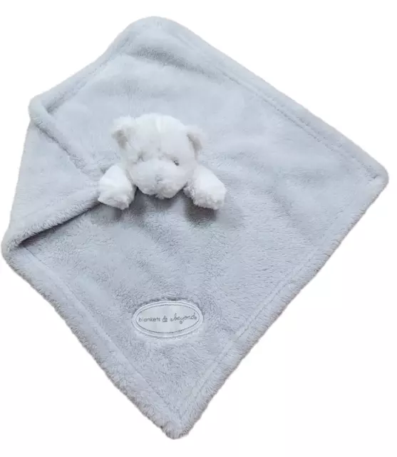Blankets & Beyond Lovey Security Blanket Plush Oval Teddy Bear Gray White