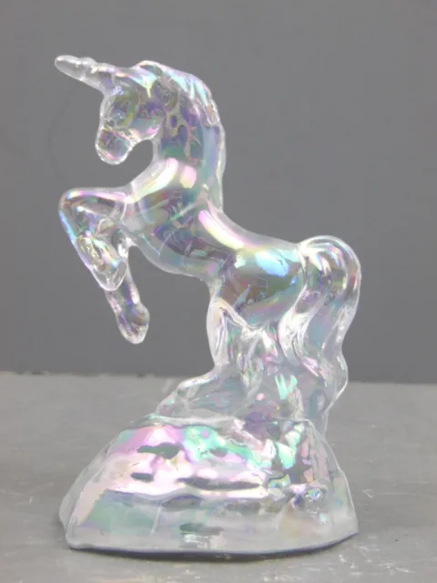 Former Fenton Mold Crystal Carnival Iridized Unicorn Figurine Mosser Glass