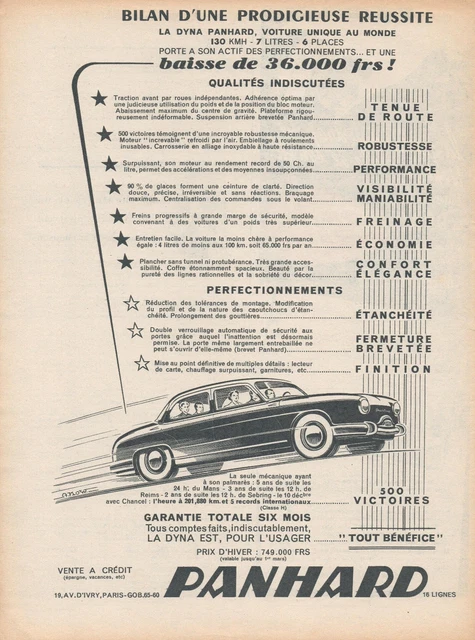 ▬► Publicité French Print advertising  - Voiture car - Dyna - PANHARD Alexis Kow