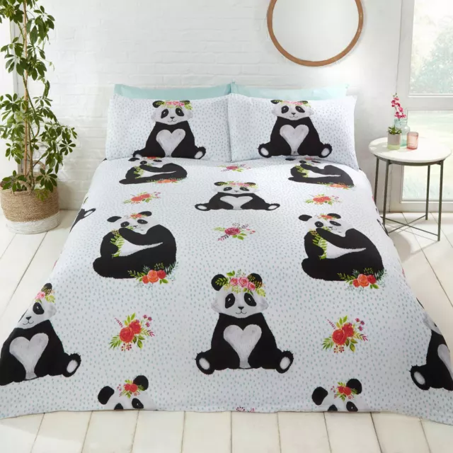 Pandas Housse Couette Simple Et D'Oreiller Set Chambre Garçons Filles Polycoton