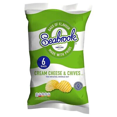 Seabrook Crème Fromage & Ciboulette Saveur Chips 6 X 25g - Neuf Stock