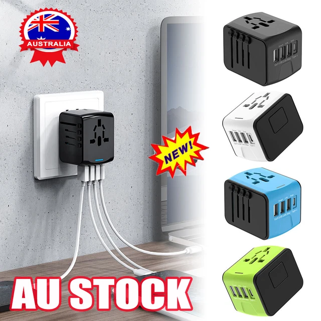 Universal World Travel Adapter 3 USB & Type-C Charger US/UK/EU/AU Plug Converter