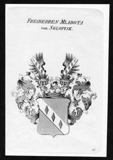 1820 - Mladota Di Solopisk Stemma Nobile Cappotto Of Arms Heraldry Araldica