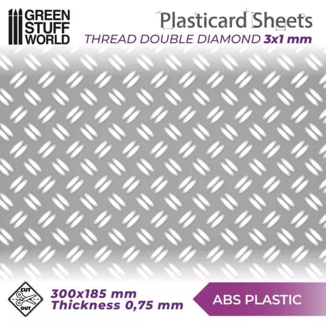 Planchas Plasticard Texturizado DOBLE DIAMANTE tamaño A4 - Plastico Poliestireno