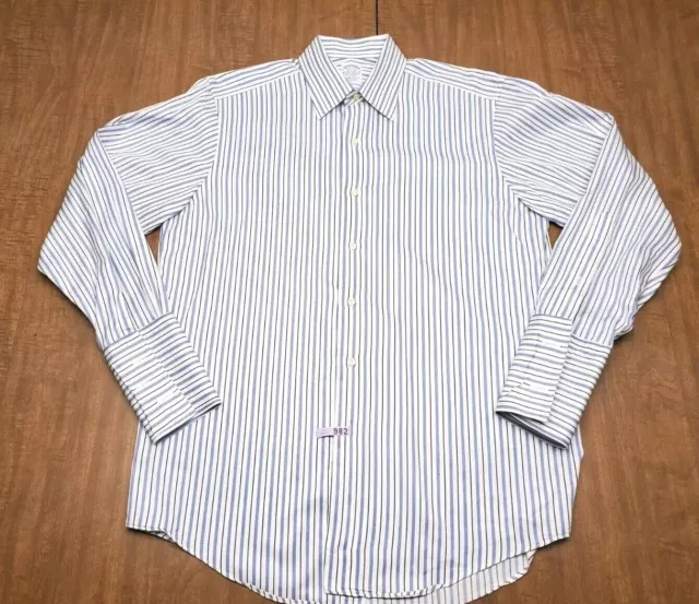 Vtg Brooks Brothers Makers Stripe Egyptian Cotton Shirt Men's 15 1/2-32 USA Made