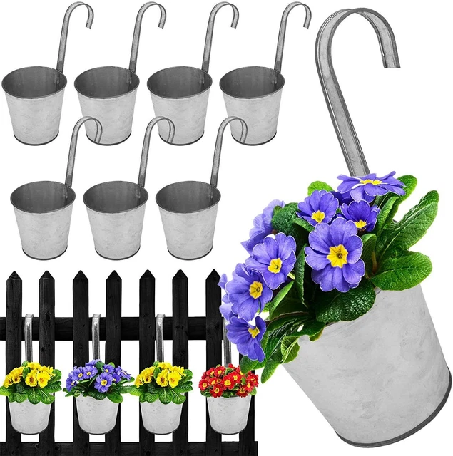 Hängetöpfe verzinkt Zink Kräuter Pflanzen Blumentopf für Balkon Geländer hängend