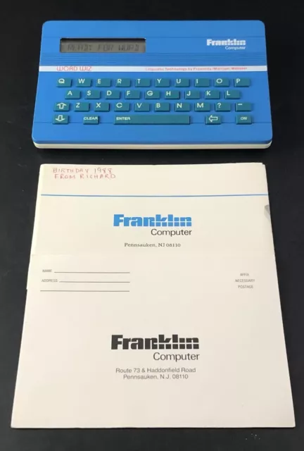 Franklin Computer Spelling Ace Model  Spell Checker English Vintage Works Va10