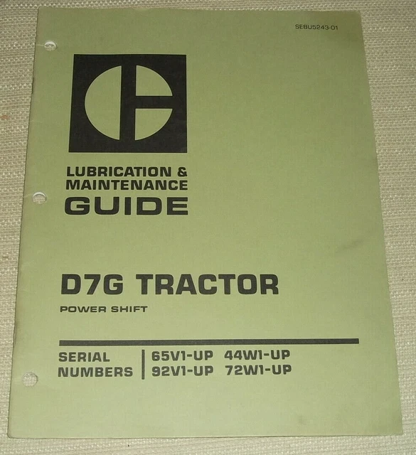 CAT CATERPILLAR D7G Crawler Tractor Dozer Lubrication & Maintenance