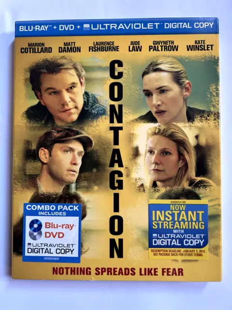Contagion Matt damon Gwyneth Paltrow Soderburgh USA Blu-Ray & DVD + Slipcover