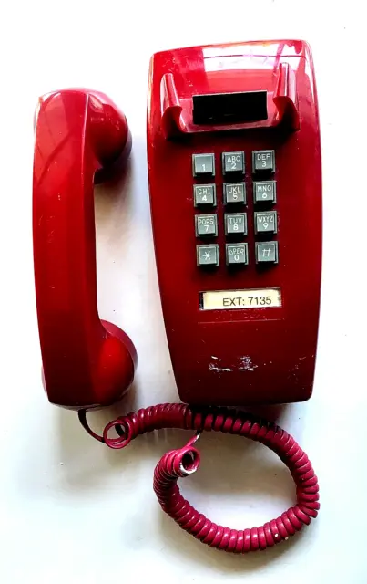 Lot #2:  Cortelco Electric Red Classic Push Button Touch Tone Wall Phone