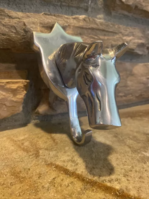 Pewter Horse Head Towel Key Coat Hat Robe Wall Hook Hanger Holder