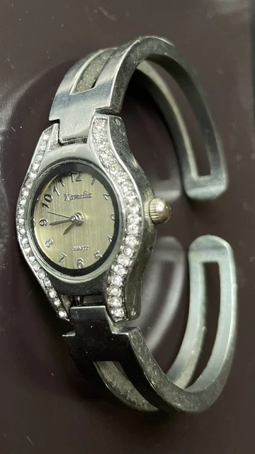 Montre Femme Vintage KAMELIA Cadran Strass Bracelet Métal Croisillon - Occasion - Pile à Changer