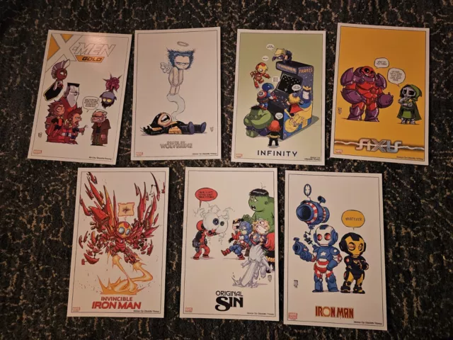 Skottie Young Lithograph Prints 7 Lot Death of Wolverine Invincible Iron Man