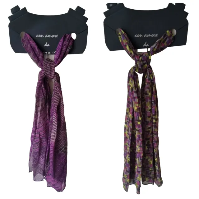 Womens Lightweight Scarves Purple Or  Multicoloured