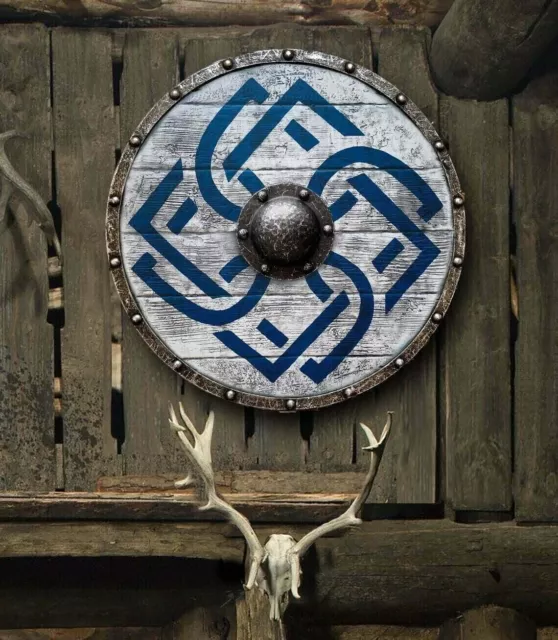 Bouclier médiéval Viking rond en bois, bouclier d'armure de bataille...