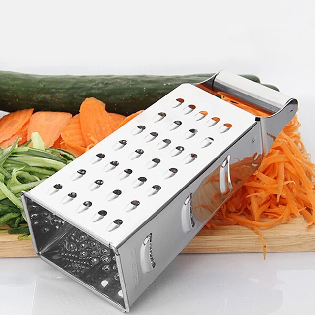 Caja de 4 lados rallador de alimentos de cocina rebanadora de queso vegetal trituradora, acero inoxidable