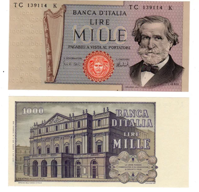 Italie ITALY Billet 1000 LIRE 1969 - 1975 G.  VERDI  P101 NEUF   UNC