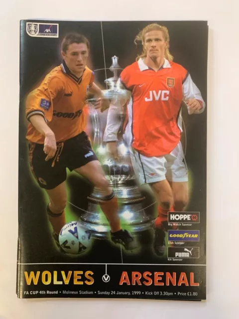 Arsenal vs Wolves FA Cup Round 4 Matchday Programme 24/1/1999